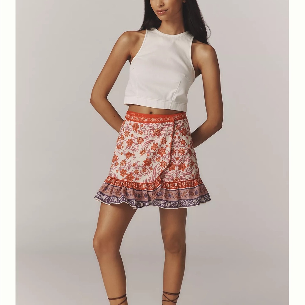 FARM Rio Printed Ruffle Wrap Mini Skirt - Picture 6 of 8